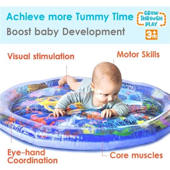 Multistage Tummy Time Water Mat, Premium Inflatable Activity Center Sensory Toy - Picture 2 of 6
